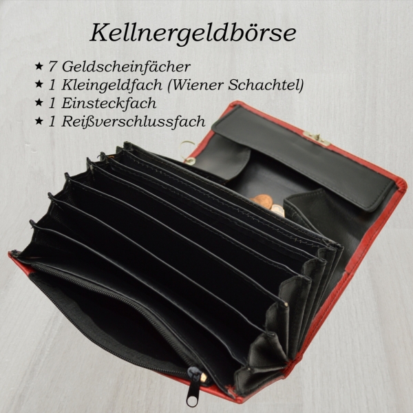 flevado Kassiererbörse Kellner Bedienungsgeldbörse in rot